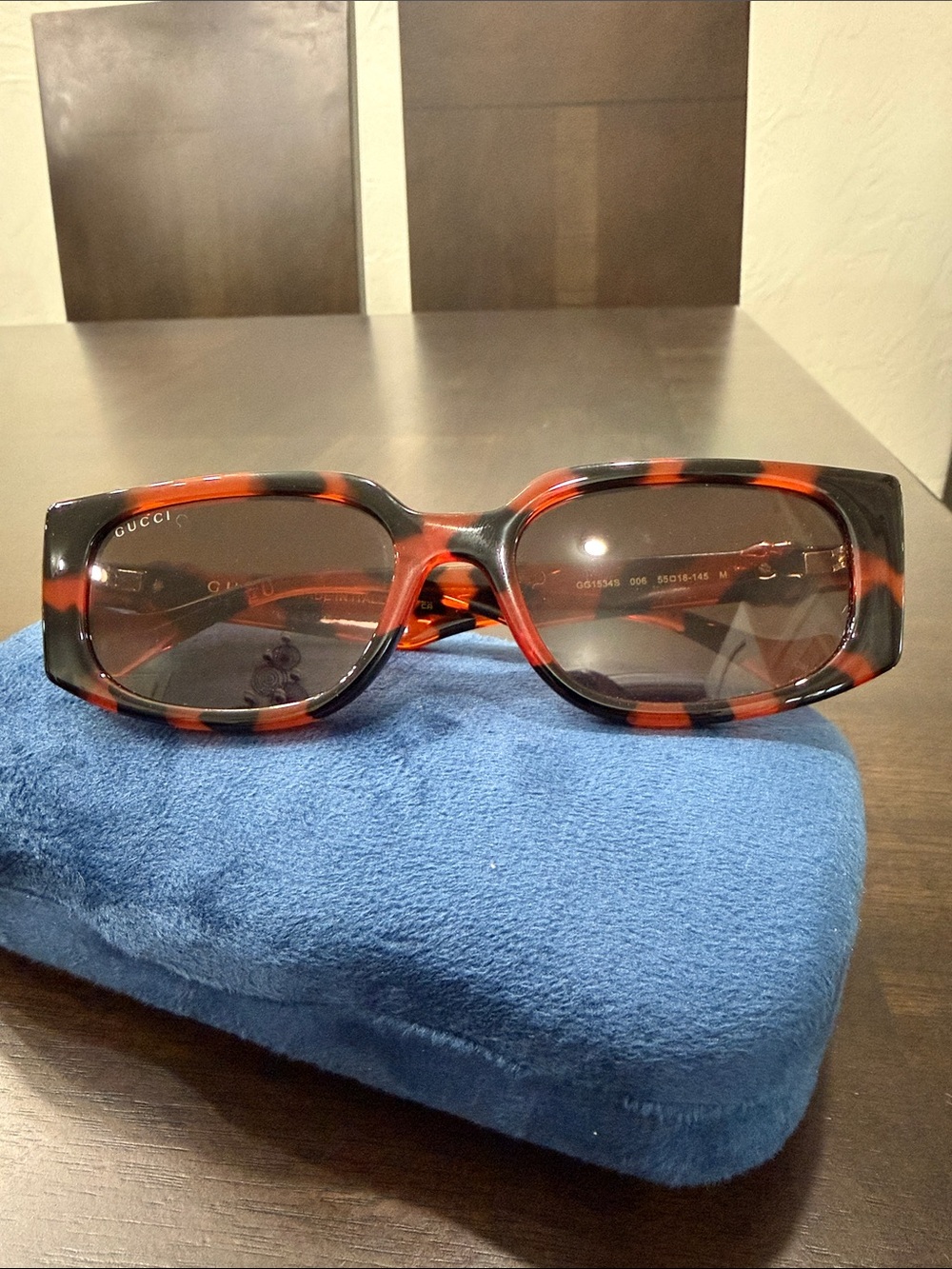 Gucci GG1534S Tortoise Sunglasses Gold Double G Logo 006 - Picture 3 of 9